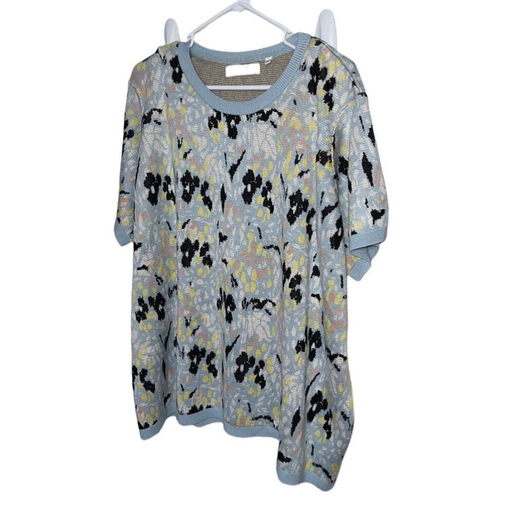 Simply Be Womens Short Sleeve Sweater Plus Size 28/30 Blue Black Pink Floral